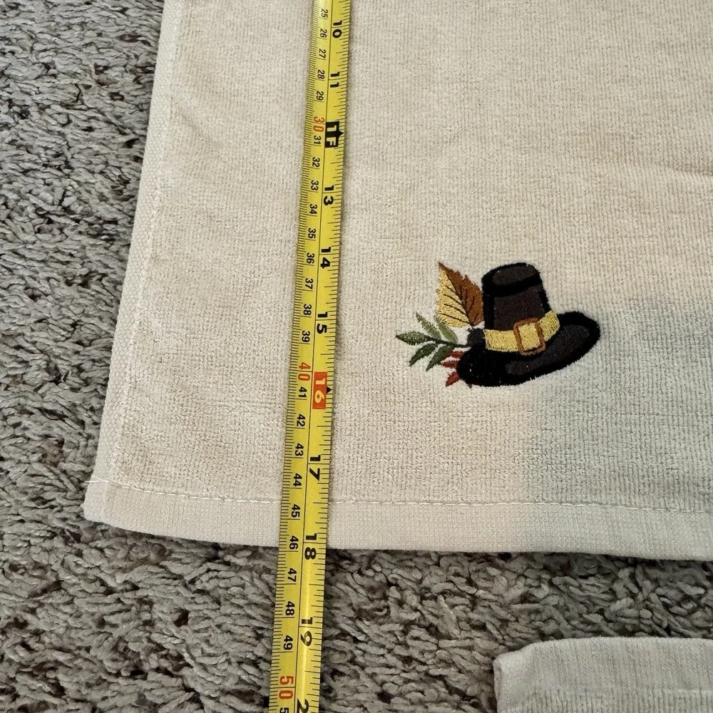 Avanti‎ Thanksgiving Hand Towels Embroidered Cotton Set of 3